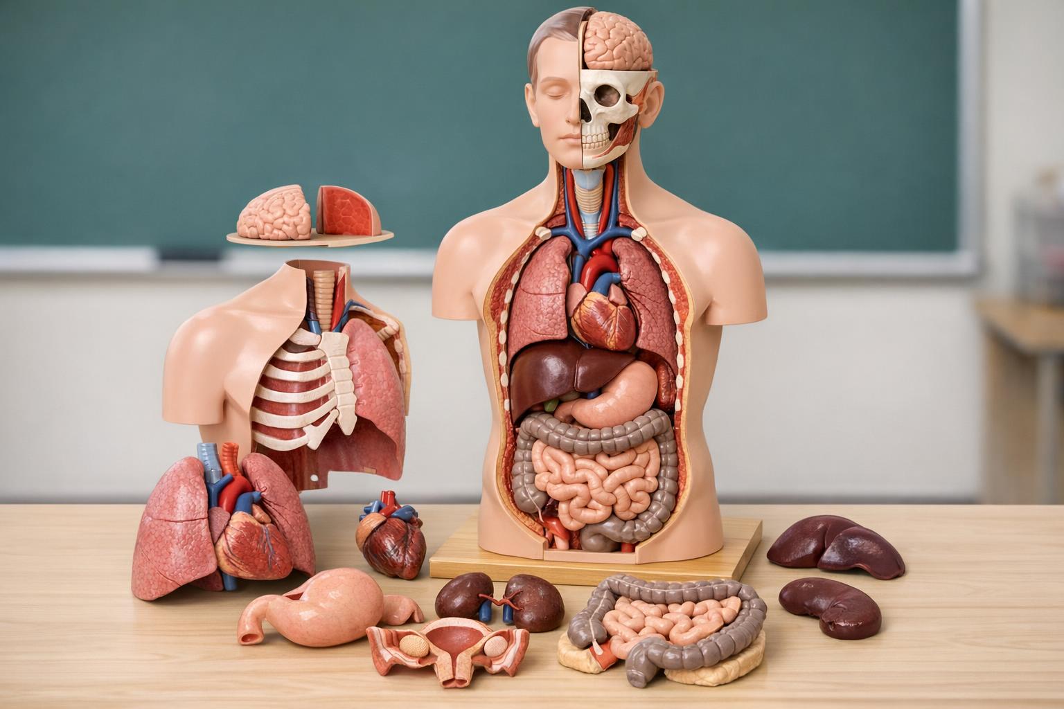 Torso rozkładane z narządami wewnętrznymi do klasy biologicznej